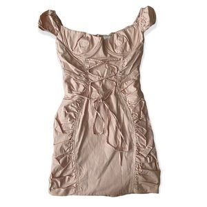 Oh Polly blush pink ruched corset dress